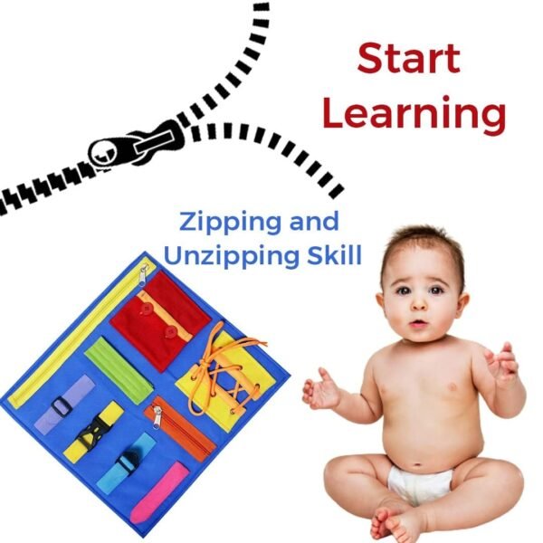 Toodles Learnings Fine Motor Skills Toy with Zippers & Buckles Develop Fine for Kids (2-5 Years) Multicolor - Image 2