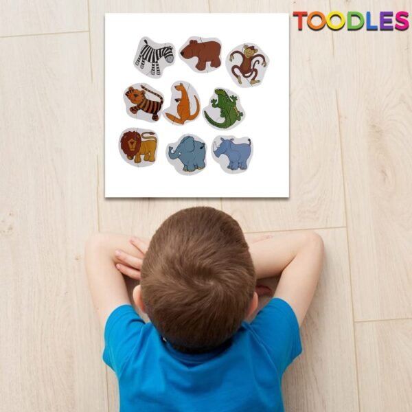 Toodles Learning 2 Piece Animals Jigsaw Puzzle Cards Learning Toys Kids, Educational Toddlers Toys, Jigsaw Puzzles for Kids Age 2-5, Preschool Montessori Toys and Birthday Gift for Kids - for Gifting - Image 2