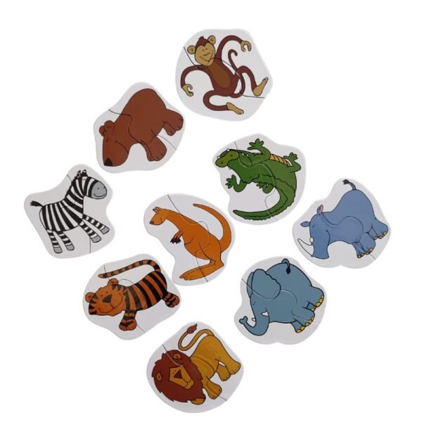 Toodles Learning 2 Piece Animals Jigsaw Puzzle Cards Learning Toys Kids, Educational Toddlers Toys, Jigsaw Puzzles for Kids Age 2-5, Preschool Montessori Toys and Birthday Gift for Kids - for Gifting