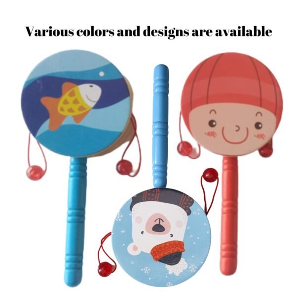 Toodles Learnings Wooden Rattle for Baby, Infants | Musical Toy for Newly Born | Cartoon Hand Bell Toy | Colorful Wooden Baby Rattle Toy | Hand Crafted - Image 3