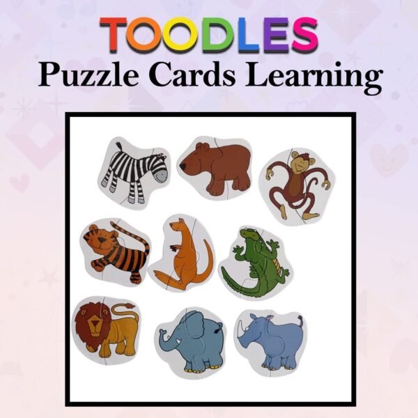 Toodles Learning 2 Piece Animals Jigsaw Puzzle Cards Learning Toys Kids, Educational Toddlers Toys, Jigsaw Puzzles for Kids Age 2-5, Preschool Montessori Toys and Birthday Gift for Kids - for Gifting - Image 4