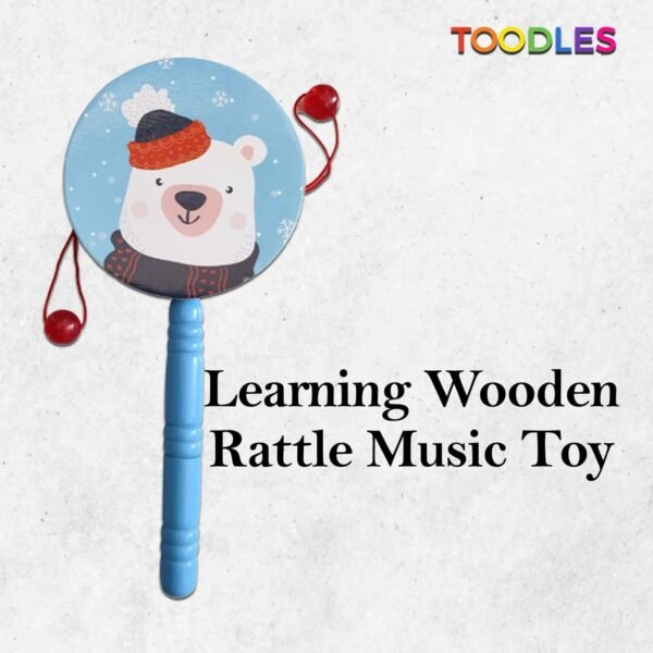Toodles Learnings Wooden Rattle for Baby, Infants | Musical Toy for Newly Born | Cartoon Hand Bell Toy | Colorful Wooden Baby Rattle Toy | Hand Crafted - Image 5