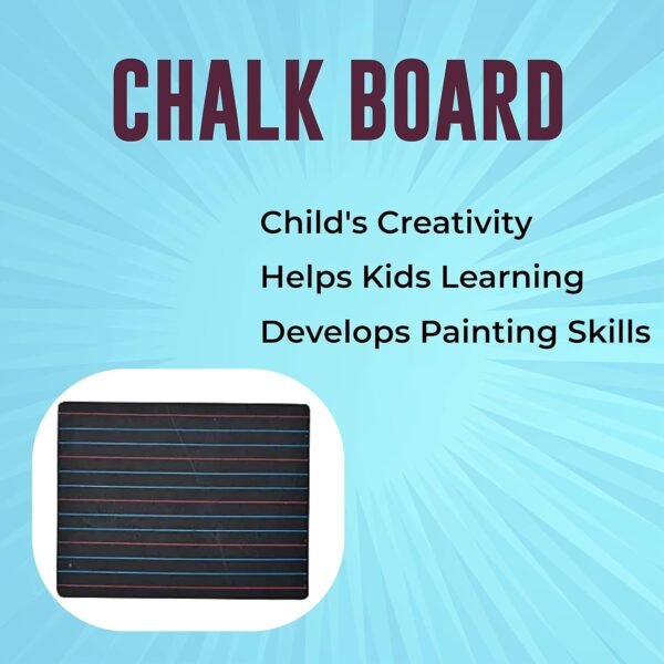 Toodles Learnings Chalk Board, Drawing Pad, Black Board-Slate with Lines and SquaresCreative Toy for Kids (Without Chalk) - Image 3