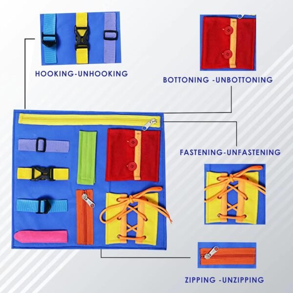 Toodles Learnings Fine Motor Skills Toy with Zippers & Buckles Develop Fine for Kids (2-5 Years) Multicolor - Image 3