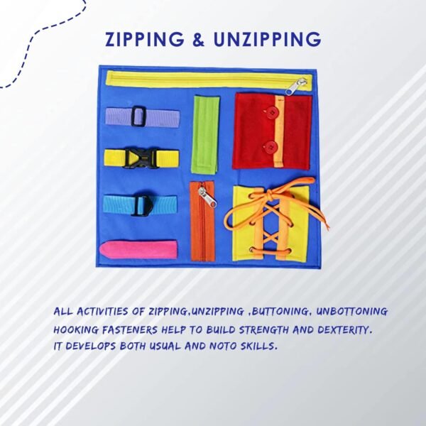 Toodles Learnings Fine Motor Skills Toy with Zippers & Buckles Develop Fine for Kids (2-5 Years) Multicolor - Image 4