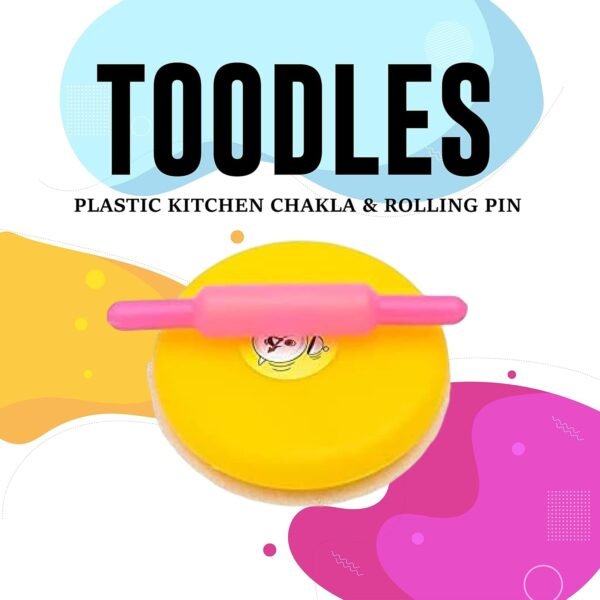 Toodles Learnings Rolling Pin and Plastic Chakla Belan Chapati Maker for Kids Ages 3 and Up Educational Activities Toy for Pretend Play Cooking and Motor Skill Development - Image 6