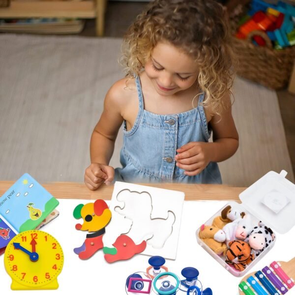 Toodles Learnings Mother Toodler Kit Toy Skill Developmental Kids Toy Shape Stamps Water Books Pull Toy Washable Car Puzzles Finger Puppets Musical Instrument for 0 to 1.5 Year's Kid - for Gifting - Image 6
