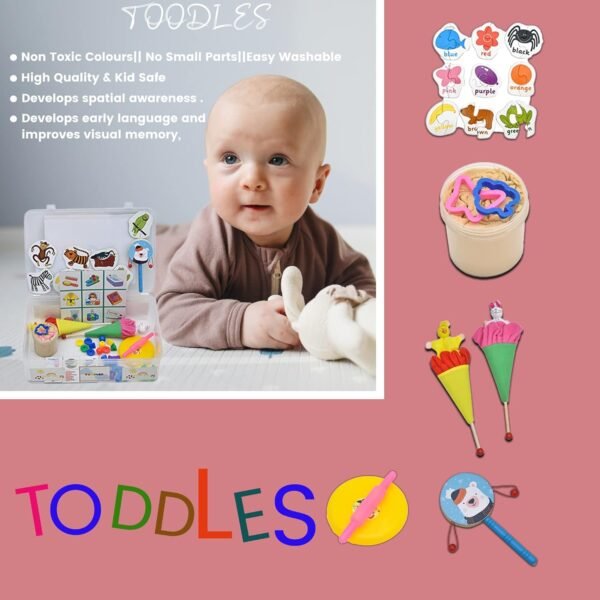 Toodles Learnings Toodler Kit Toy Skill Developmental Kids Toy Pet Puzzles Glove Puppets Bead Threads Links Matchathon Kinetic Sand for 1.5 to 2.5 Year's Kid - for Gifting - Image 3