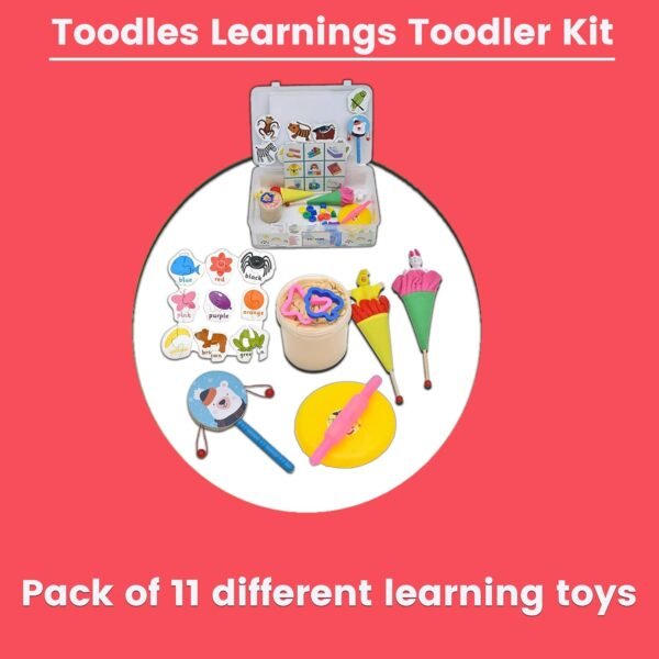 Toodles Learnings Toodler Kit Toy Skill Developmental Kids Toy Pet Puzzles Glove Puppets Bead Threads Links Matchathon Kinetic Sand for 1.5 to 2.5 Year's Kid - for Gifting - Image 2