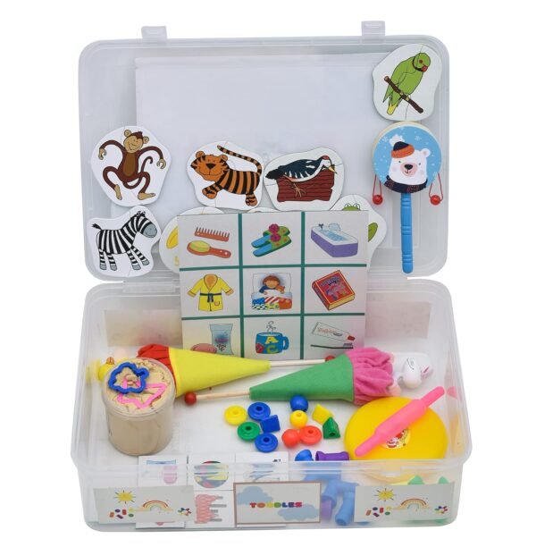 Toodles Learnings Toodler Kit Toy Skill Developmental Kids Toy Pet Puzzles Glove Puppets Bead Threads Links Matchathon Kinetic Sand for 1.5 to 2.5 Year's Kid - for Gifting - Image 4
