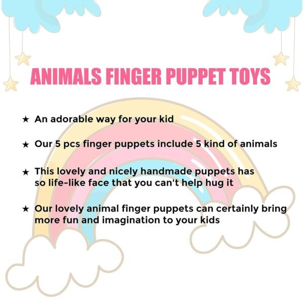 Toodles Learning Animals Finger Puppet Toys - 5 Pieces Soft Toy Assortment for Kids, Perfect for Imaginative Play and Early Learning - Image 7