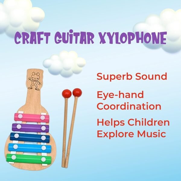 Toodles Learnings Craft Guitar Shaped Xylophone, Musical Toy for Kids: - Perfect for Mini Musicians - Image 4