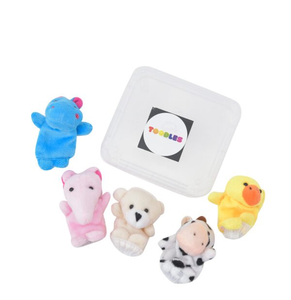 Toodles Learning Animals Finger Puppet Toy - 5 Pieces Soft Toy Assortment Multicolor for Perfect Imaginative Play and Early Learning - Image 3