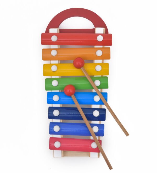 TOODLES Wooden Xylophone with 8 Coloured Bars, 2 Mallets, Musical Toy - Image 3