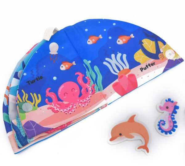 Marine Friend Book with Dolphin, Shark, Turtle, Jellyfish, and Pufferfish Soft Toys, Set of 6 (Marine Book) - Image 3