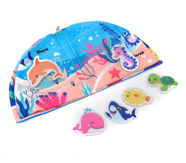 Marine Friend Book with Dolphin, Shark, Turtle, Jellyfish, and Pufferfish Soft Toys, Set of 6 (Marine Book) - Image 6