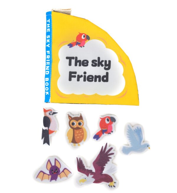 TOODELS Birds Friend Book with Dolphin, Shark, Turtle, Jellyfish, and Pufferfish Soft Toys, Set of 6 (Birds Book)