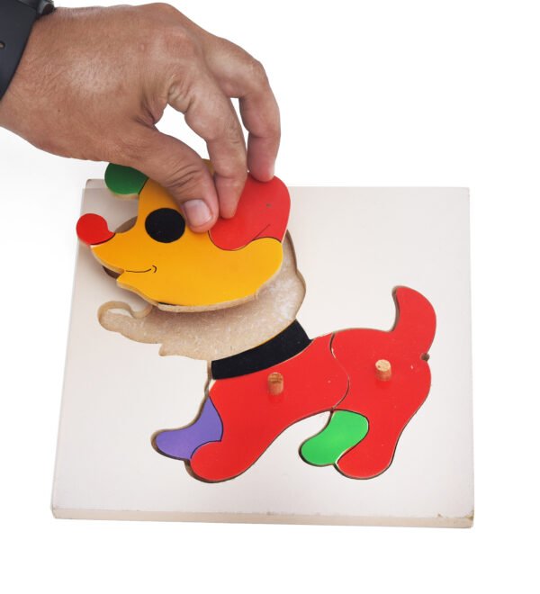 TOODLES Wooden Dog Puzzle Toy, Colourful, 30 cm x 25 cm - Image 3
