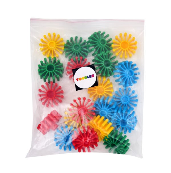 TOODLES Colourful Plastic Circle Shaped Star Links, Assorted Colours, Pack of 20
